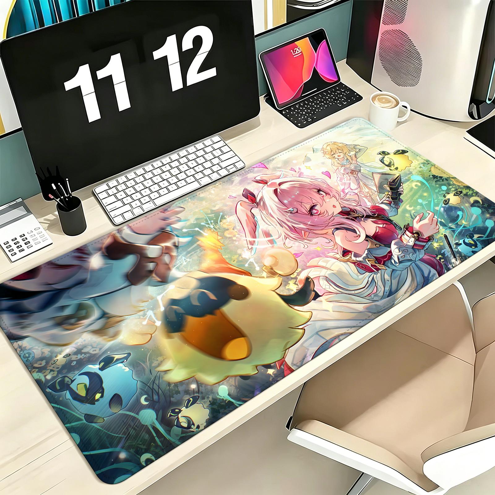 Pc Gaming Lounge - 原神（Genshin Impact）リネア Pro E-Sports XXL ゲーミングマウスパッド、特大サイズ、滑り止め加工、縁縫い済み、キーボード・ノートパソコン用デスクマット、PCゲーマー向け