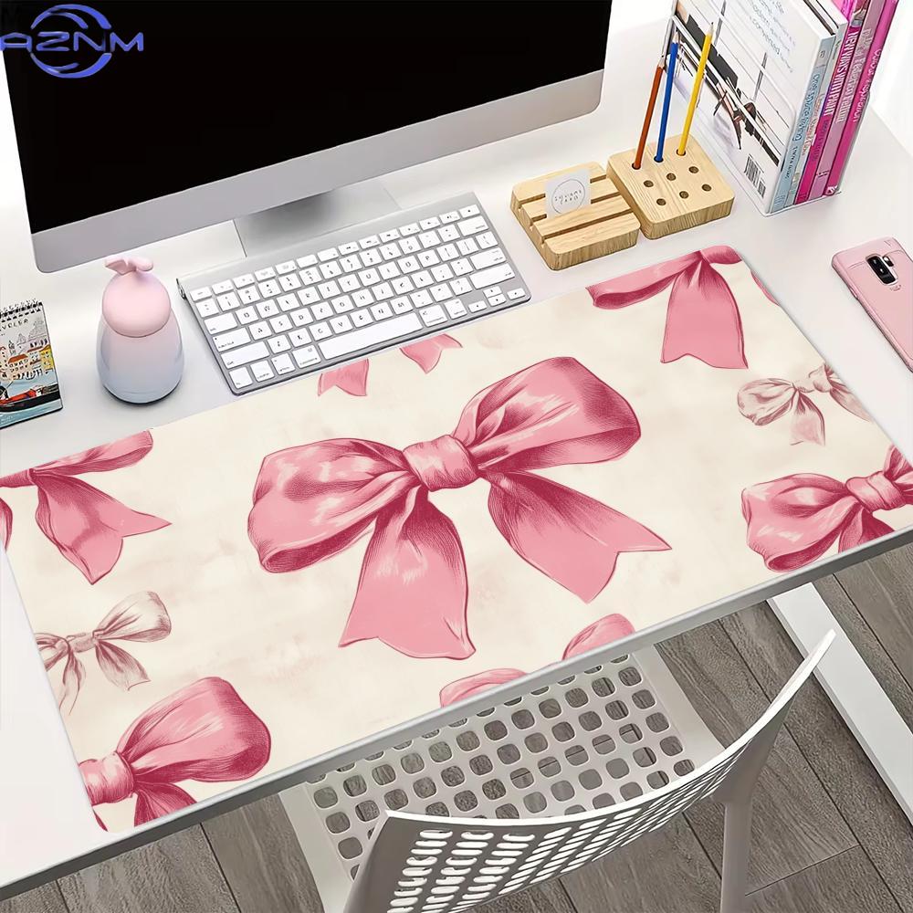 XXLサイズのピンクのリボン付きマウスパッド、ゴム製滑り止め - Pc Gaming Pink のレビューと価格